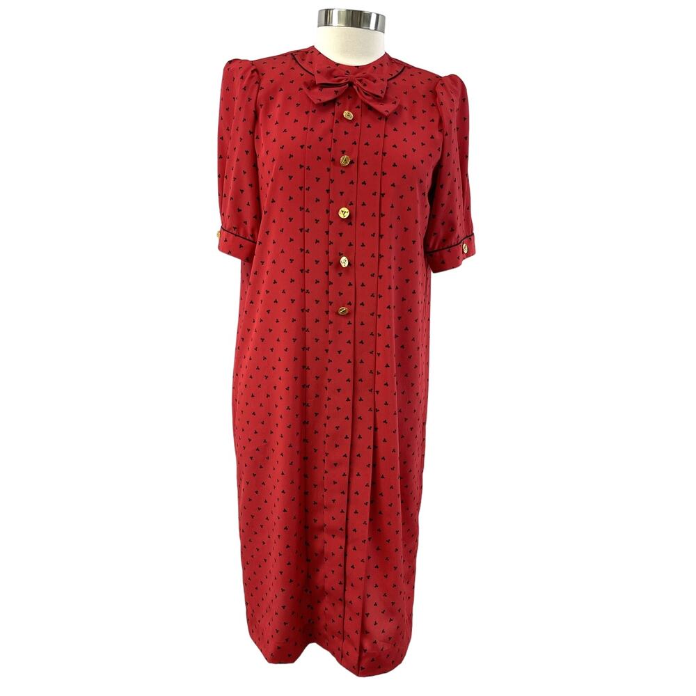 VTG 70s 80s Adolfo Saks Fifth Avenue Shift Dress Size Large Canada Maple Leaf